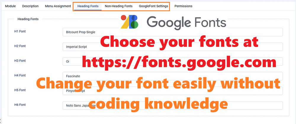 How to use Google fonts for Joomla website