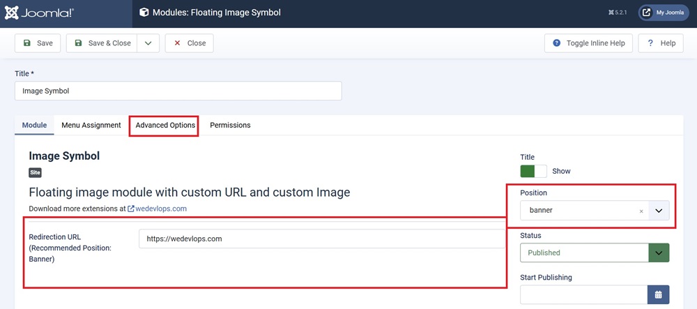 Image floating with custom url module settings