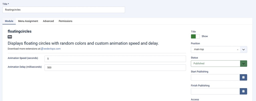 floating circles settings module