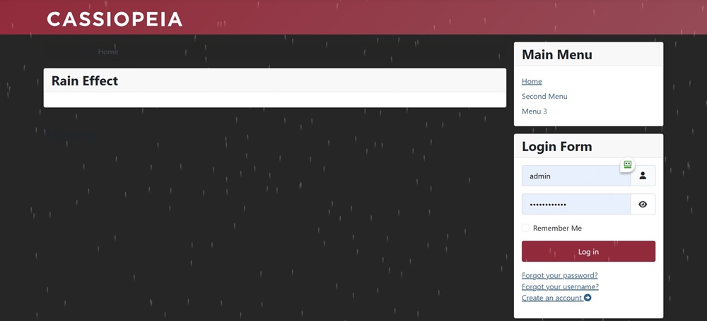 Rain effect Module for Joomla website