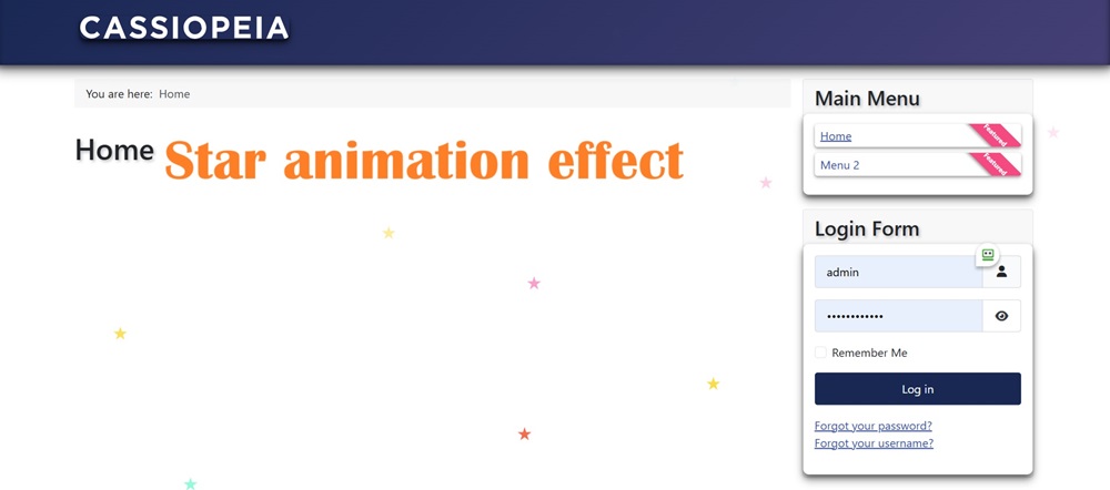 star animation effect for Joomla website module